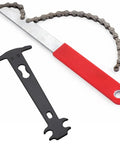 All In One Cassette Removal Tool Set With Chain Whip, Wrench And Lockring Remover For Home Bike Mechanics, shown from top view