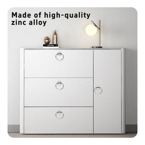 Cabinet with 8Pcs Modern Drop Ring Drawer Pull Handles Zinc Alloy 54mm Total Length Silver Tone
