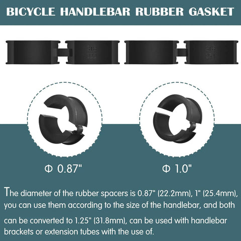 12 Pack Bike Handlebar Shim Gaskets Spacers 22.2/25.4 Mm To 31.8 Mm Non Slip Rubber Adapters For Stem Reducer displayed with sizes