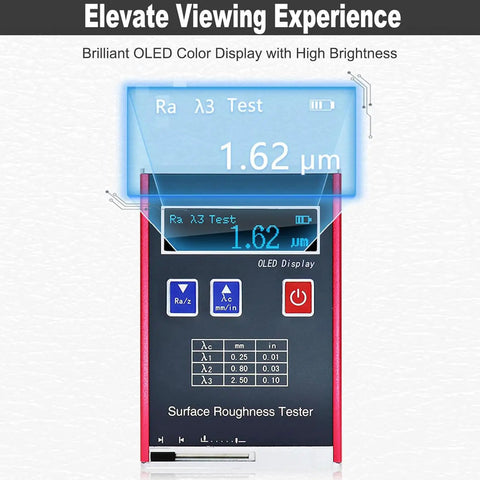 Portable Surface Roughness Tester With 0.01 μm Accuracy, Compact Profilometer For Ra/Rq And OLED Display