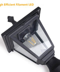 Outdoor Solar Post Lights Set Die Cast Aluminum Waterproof LED Pillar Lamps With Real Glass showing high efficient filament LED