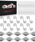 Heavy Duty Spring Loaded Quarter Turn Fasteners With Mounting Plates For Atv And Utv Sheet Metal Door Panel Quick Swap No Sweat Self Ejecting Five Sixteenth Inch Button Kit including latches, hooks, and box.