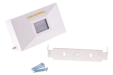 Easy Install Door Alarm With 16x12 Foot Detection Area And 70dB Alert, battery powered, shown with mounting bracket and screws