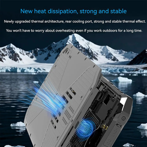 Knucklebuster Proof Rugged 7 Inch Industrial Tablet With Windows 11 Pro showing upgraded rear cooling port for heat dissipation.