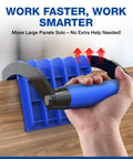 Crush Your Heavy Loadouts With This Panel Carrier Tool For 4x8 Sheets Up To 100 Lbs one hand ergonomic grip shown holding blue handle