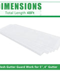 Heavy Duty Stainless Steel Gutter Guard 48 Ft Universal Fit For 4 And 5 Inch Gutters Micro Mesh Leaves Screen White