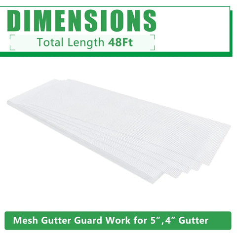 Heavy Duty Stainless Steel Gutter Guard 48 Ft Universal Fit For 4 And 5 Inch Gutters Micro Mesh Leaves Screen White