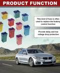 Kickass 30 Pc Automotive Fuse Assortment Kit With Heavy Duty Copper Contacts Color Coded Amperage Ratings in various colors on a scenic road.