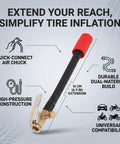 Badass Flexible Tire Inflator Extension Tube 16 Cm With M6 Quick Connect Clip On Air Chuck Hose For Cars Motorcycles Bikes Easy Release Valve To Reach Recessed Stems Zero Fuss Hassle Free Maintenance Ride Check Solid Sweet Deal, 16 cm black hose