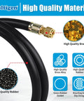 Boltigen 1/2 in ID black vacuum refrigerant hose with brass 3/8 to 1/4 flare fitting, 6 ft length (front view)