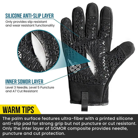 Level 5 Puncture Resistant Gardening Gloves With A7 Cut Protection, Touchscreen Friendly, Breathable Grip Boosted Safety Gloves, Black