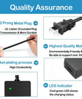 Quality assurance features of 30V AC Adapter Charger For Medicool Pro Power 20k And Pro Power Flex PPFLEX, showing plug and LED indicator.