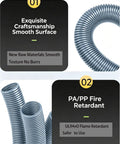 Heavy Duty Flame Resistant Corrugated Cable Conduit Featuring Flexible Wire Cover Sleeves In Slick Gray for safe wiring setups.