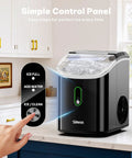 Real Deal Chewable Nugget Ice Maker Countertop Self Cleaning Fast Freeze Pellet Machine Cranks Out Thirty Six Pounds Daily Compact Black Gizmo with control panel.