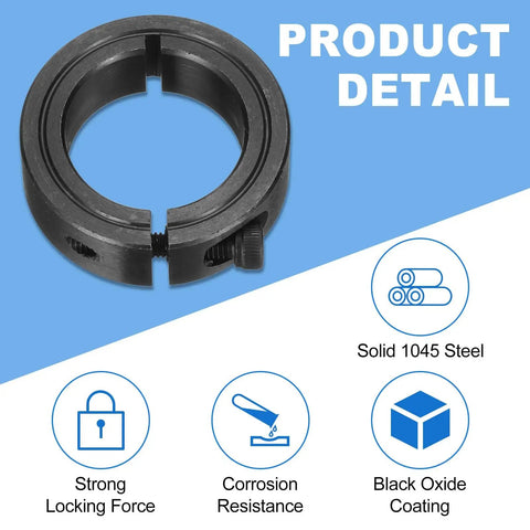 Four Piece 8mm Bore Single Split Shaft Collar With 25mm Outer Diameter And 8mm Thick Carbon Steel Black Oxide Clamp Collar With Set Screws For Heavy Duty Machinery And DIY Projects