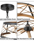 Dope Black And Gold 3 Light Drum Pendant Chandelier With Hollow Metal Shade showing chain, framework, and E12 base
