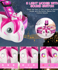 Unicorn Themed LED Headlamp For Kids And Grownups, Hands Free, 3 Adjustable Lighting Modes with sound switch detail