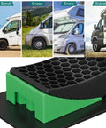 Bulletproof 2 Pack Rv Leveling Blocks With Triple Grip Non Slip Base Heavy Duty Polypropylene Camper Stabilizer Pads for uneven surfaces.