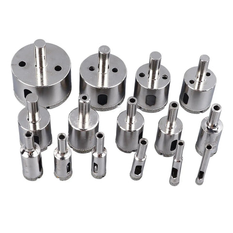 Jiawu 15 Piece Universal Hole Saw Kit With Emery Drill Bits For Cutting Ceramic Tiles Glass And Hard Surfaces Effortlessly Made Simple, set view