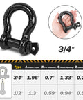 Beefy Heavy Duty 3/4 Inch D Ring Shackle With 7/8 Inch Screw Pin 44,000 Lbs Break Strength Ideal For Tow Straps And Recovery Fits Jeep SUV Pickup Trailer ATV UTV Black Finish