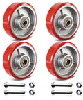 4 Inch Caster Wheels Set Of 4 Polyurethane On Cast Iron Heavy Duty Industrial Casters for cart furniture workbench 2000 lb capacity