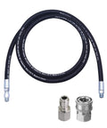 8 Ft Pressure Washer Whip Hose With Swivel Adapter Set Three Eighths Inch NPT Workhorse Pro Grade Quick Connect For High PSI Up To 4000, 2.5-5 GPM, 176F Max Temperature, Burst 16000 PSI, Heavy Duty Durable Hose, black braided hose with metal fittings
