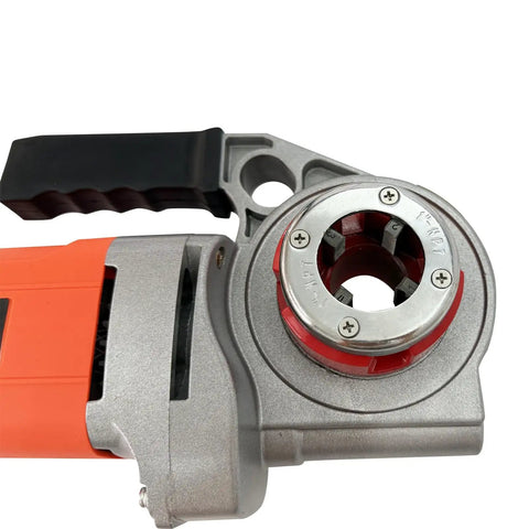 Jaryannix 2000W Portable Electric Pipe Threader With Pure Copper Motor showing four interchangeable die heads for pipe threading.