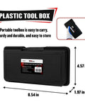 Black plastic toolbox with YIYTOOLS 7-piece brake line flaring kit; compact 8.54in x 4.57in x 1.97in