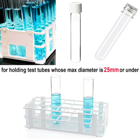 Two Pack 24 Hole White Plastic Test Tube Rack, Detachable Holder For 25mm And Smaller Tubes, Durable Lab Organizer For Chemistry And Biology
