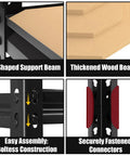 Close-up showing assembly details of the Beefy 5 Tier Adjustable Garage Storage Shelves Rack Heavy Duty Metal Utility Shelf Unit