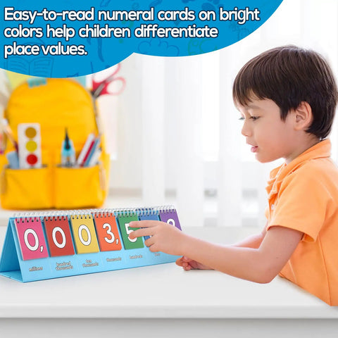 Child using Place Value Flip Chart For Math Manipulatives Two Flip Charts In One Double Sided With Whole Numbers And Decimals.