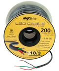Spool of Dope 200 Ft 18AWG Low Voltage LED Cable Three Conductor Black Jacket In Wall Speaker Wire with UL Class 2 Certification