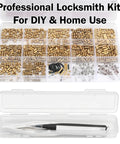 Keyway Rekey Kit For Home Security And Door Locks with master pins, bottom and top pins, springs, and locksmith tools in box.