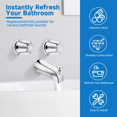 Upgrade Your Bath Game Fast With This Pro Tub Faucet Replacement Kit Including Diverter Spout And Three Handle Knobs For A Sleek Stainless Steel Finish That Fits Standard Connections. Stainless steel tub faucet kit with diverter spout and three knobs