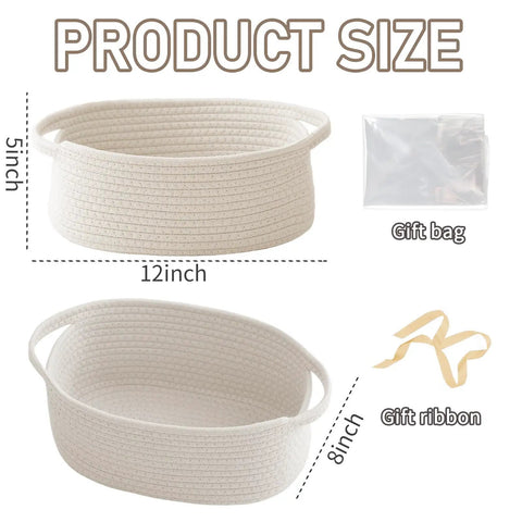 Crisp White Small Woven Storage Basket, Straight Up Essential Home Organizer For Toiletries Toys And Pantry, Measures 12 By 8 By 5 Inches, Keeps Your Setup Tight And Looking Fly, Perfect Fit For Shelves Or Closets, Neat Gift Basket