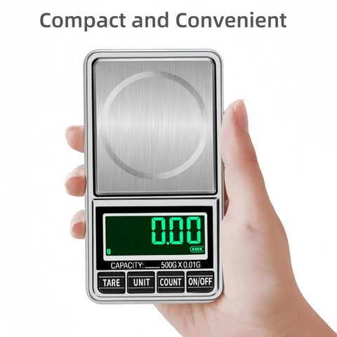 Hand holding Pocket Scale Digital Jewelry Scale 500g 0.01g Accuracy USB Rechargeable Handy Mini Gram Scale for Gold, Coins