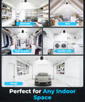 All Day Motion Activated Garage Light With 80W Power in various indoor settings like basement, attic, closet, and garage