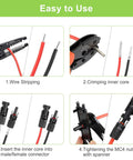 Solar MC4 Connector Kit With 30 Pairs And 60 Pieces Waterproof IP67 1000V 30A Male And Female Connectors Pins And 2 Wrenches with usage steps