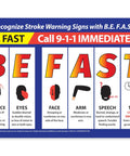 Be Fast Stroke Warning Signs Poster Laminated 12x18 First Aid Safety Sign For Workplace School Clinic Stroke Symptoms Chart Made In USA Ideal Quick Reference For Recognizing Signs And Acting Fast