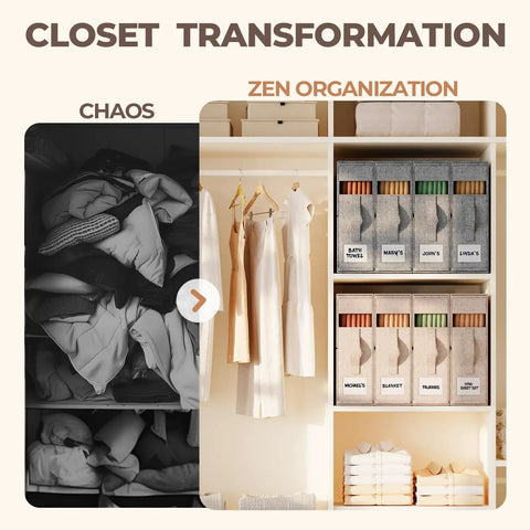 Premium Six Pack Grey Linen Closet Sheet Organizers Are Built Different To Keep Bedding Folded Sharp Without Sagging Or Wrinkling So You Gonna Love How Effortless It Gets To Store Clothes At Home