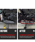 Black Motorcycle Floorboard Kit With Driver And Passenger Footrests Shifter Lever And Brake Arm For Touring Road Electra Street Glide 08 25 Set 14 Up Now before and after installation comparison.