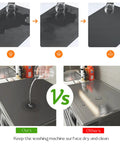 Comparison of 24x20 Inch Washer Dryer Top Mat With No Slip Surface on left, showing absorption vs spills on right without mat