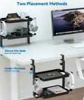 Clamp On Desk Organizer 2 Tier Above Or Under Desk Shelves With Large Capacity Tray Space Saving Phone And Tablet Holder And Headphone Hook No Drilling Desktop Storage For Office And Home