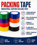 Heavy Duty Black Packing Tape, 2 Inch By 110 Yards, Acrylic Adhesive Box Sealing Roll Built Tough For Shipping And Moving, Warehouse Ready Carton Tape With A Killer Hold, Straight Up Performance rolled with other colors.