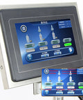 Control panel of Double Head Automatic Bottle Filler Machine With Conveyor Belt, featuring settings for liquid dispensing.