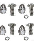Heavy Duty Motorcycle License Plate Bolt Kit Four Piece Anti Theft Locking Nuts Vibration Proof Fastener Hardware For Harley Honda Yamaha showing stainless steel bolts and nuts.