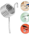 Close-up of a 6pc Heavy Duty Stainless Steel Mechanical Compression Spring for Mop Bucket Repair, showcasing the coiled design.