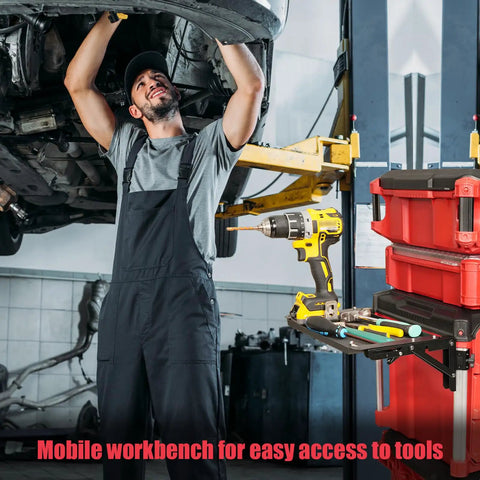 Built Tough Foldable Magnetic Side Tray For Rolling Tool Cases Zero Drill Job Site Station With Solid Grip And No Sweat Install For Grabbing Nails And Quick Fixes On The Fly