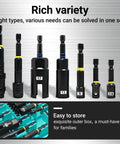 55 Piece Magnetic Impact Nut Driver Set With SAE And Metric Bits Socket Adapters shown in packaging