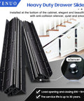 Undermount Heavy Duty Full Extension Drawer Slides Black 32 Inch One Pair, Hidden Ball Bearing Rails, Bottom Mounted Track Guide